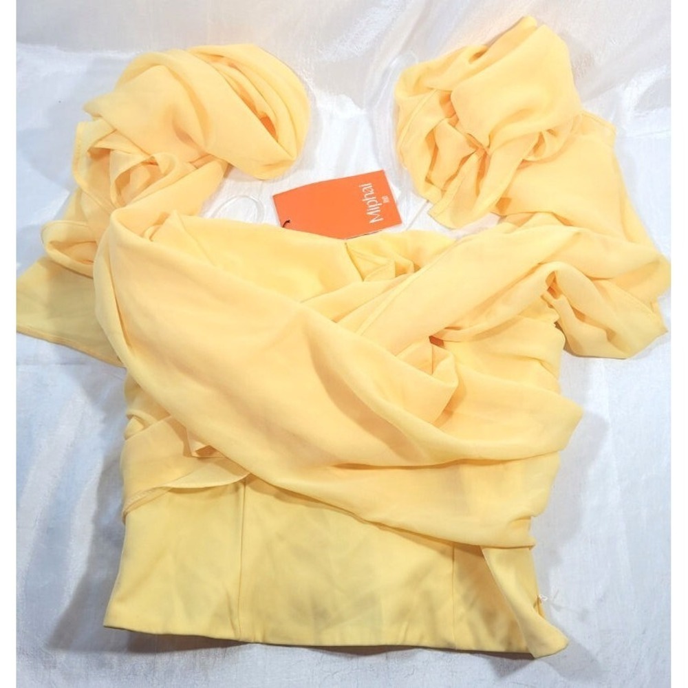 Miphai Tizinia-Amari Zinia Yellow Crepe Chiffon Top - Yellow - Size‎ Small